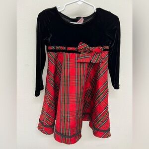 Copper Key Red Plaid Holiday Dress Christmas Black Velour Girls 6